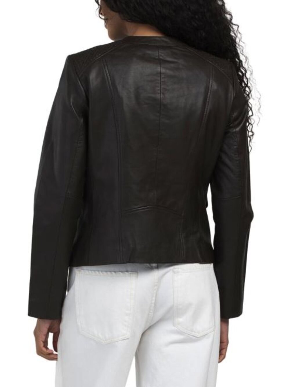 COLE HAAN Leather Jacket With Woven Details - Picture 2 of 3